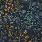 Preview: Baumwolle Batik einzigartig gefertigt Grün/Erdtöne auf Dunkelblau
